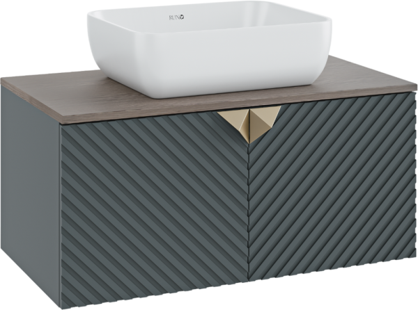 Тумба с раковиной Runo Андорра 85 графит, дуб коньячный, раковина Cuatro 50