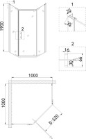 Душевой уголок Niagara Nova NG-6634-08 100x100, пятиугольный, хром