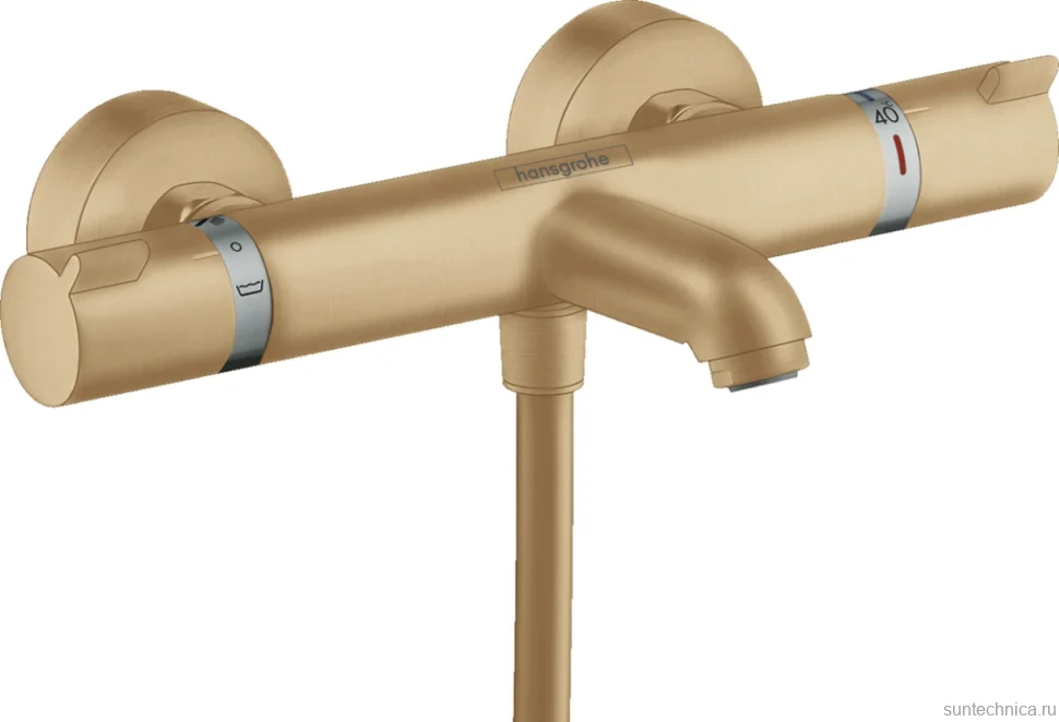 Термостатический смеситель Hansgrohe Ecostat Comfort 13114140 для ванны с душем, шлифованная бронза
