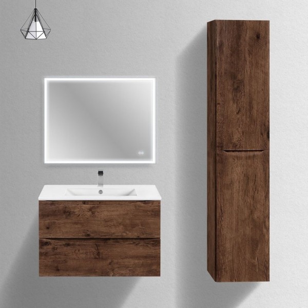 Мебель для ванной комнаты Vincea Mia Slim 80, 2 ящика, темное дерево