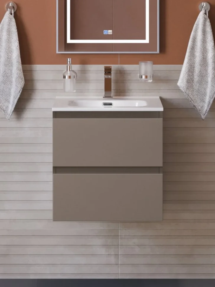 Тумба с раковиной BelBagno Kraft 39 50 подвесная, матовая бежевая, раковина bb500/390etl