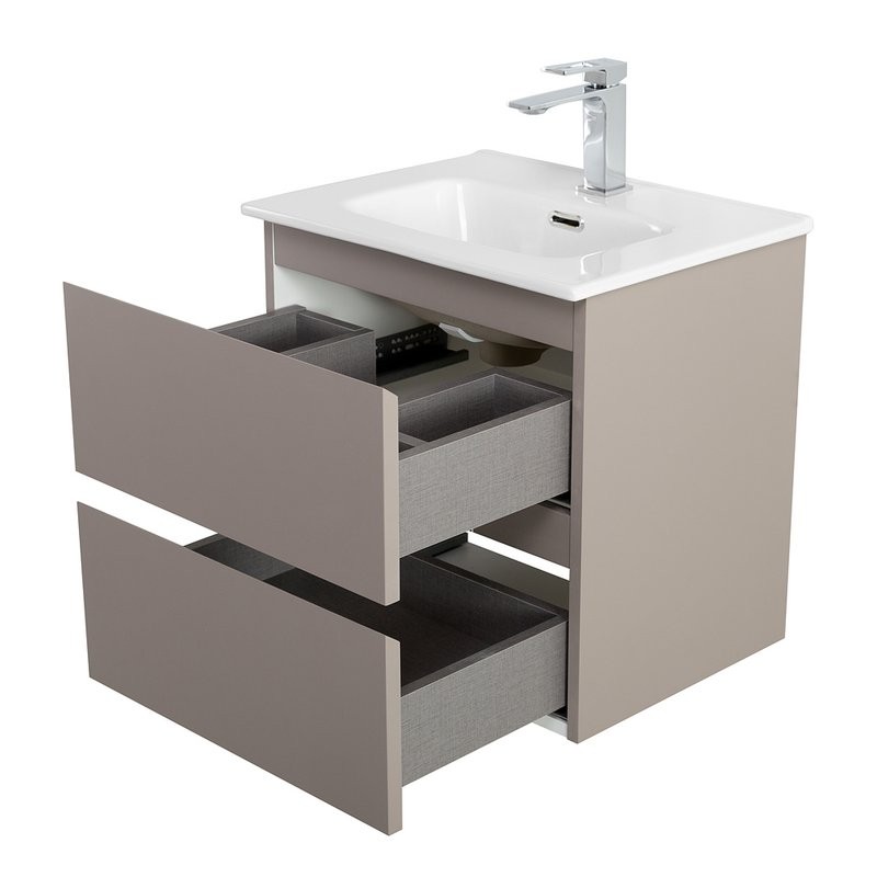 Тумба с раковиной BelBagno Kraft 39 50 подвесная, матовая бежевая, раковина bb500/390etl