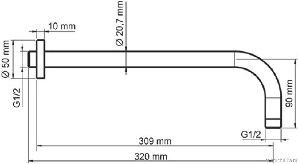 Кронштейн для верхнего душа Wasserkraft A079
