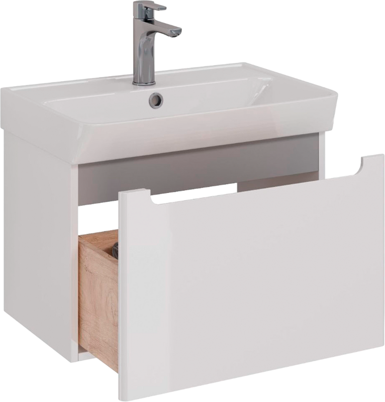 Тумба под раковину Lemark Buno mini 60 белая глянцевая, 1 ящик