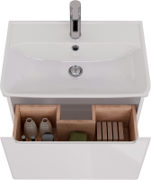 Тумба под раковину Lemark Buno mini 60 белая глянцевая, 1 ящик