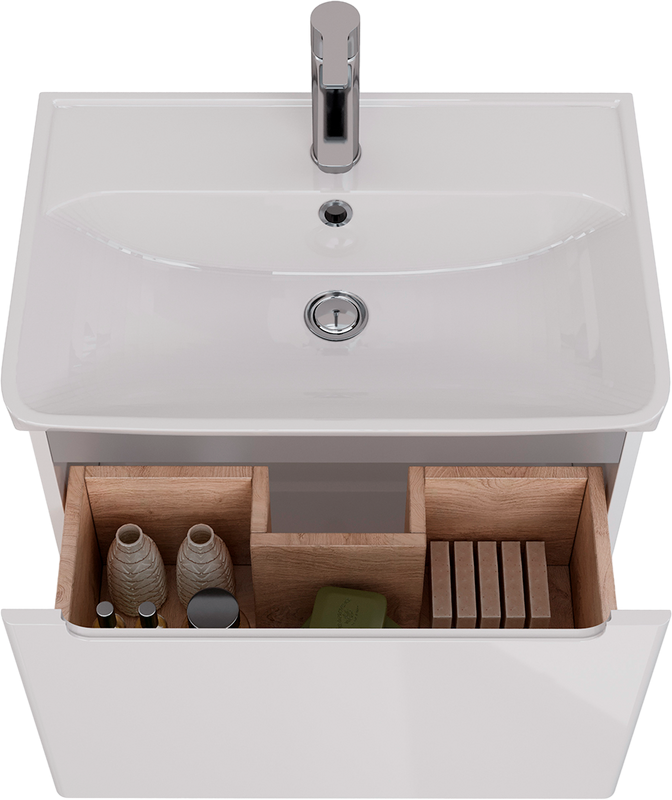 Тумба под раковину Lemark Buno mini 60 белая глянцевая, 1 ящик