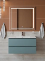 Мебель для ванной комнаты BelBagno Kraft 80 подвесная, матовая голубая, раковина bb800etl