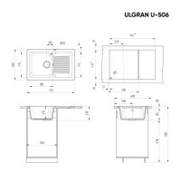 Мойка кухонная Ulgran U-506 -342 графитовая Мойка кухонная Ulgran U-506 -342 графитовая