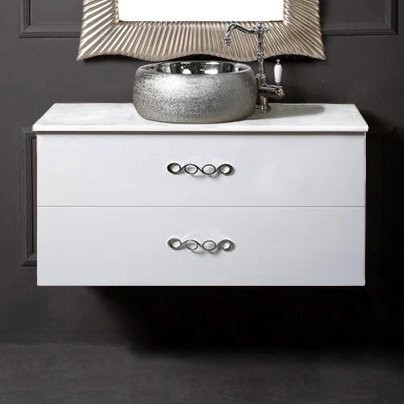 Тумба с раковиной Armadi Art NeoArt 100 белая с ручками Wave хром