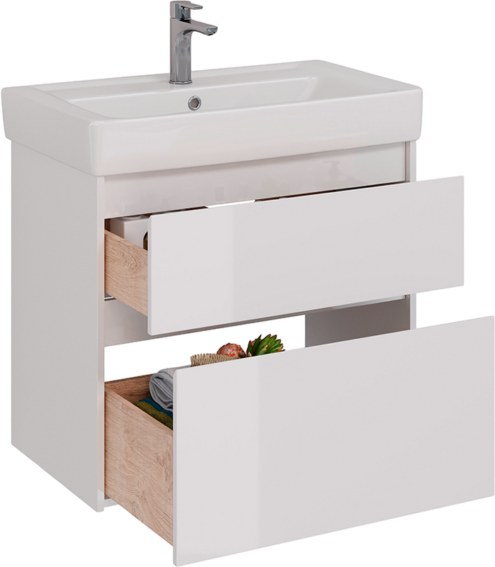 Тумба с раковиной Lemark Combi 80 белая глянцевая