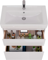 Тумба с раковиной Lemark Combi 80 белая глянцевая