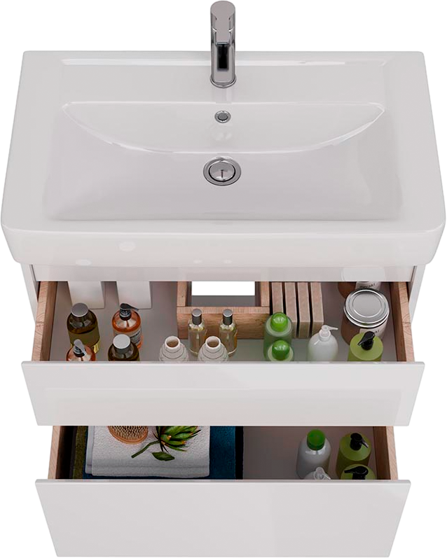 Тумба с раковиной Lemark Combi 80 белая глянцевая