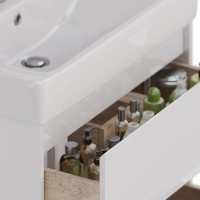 Тумба с раковиной Lemark Combi 80 белая глянцевая