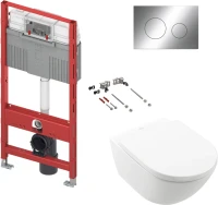 Комплект Унитаз подвесной Villeroy & Boch Subway 3.0 4670TSR1 alpin, ceramicplus, сиденье с микролифтом + Инсталляция TECE Profil TECEprofil Uni 2.0 9300302 + Кнопка Loop 2.0 9240920 белая + Рамка Now 9240410 белая + Крепления TECEprofil 9380014