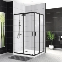 Душевой уголок BelBagno Uno -195 AH 2 120/100 C Nero профиль черный, стекло прозрачное