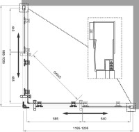 Душевой уголок BelBagno Uno -195 AH 2 120/100 C Nero профиль черный, стекло прозрачное
