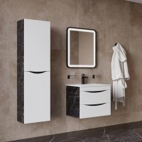 Тумба с раковиной IDDIS Cloud 60 подвесная, белая, черный мрамор