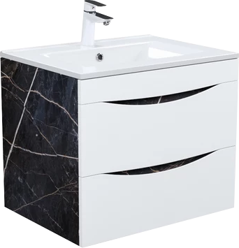 Тумба с раковиной IDDIS Cloud 60 подвесная, белая, черный мрамор