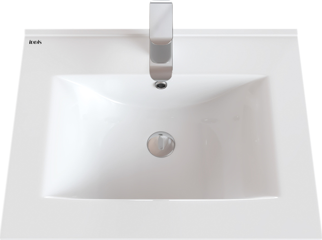 Тумба с раковиной IDDIS Cloud 60 подвесная, белая, черный мрамор