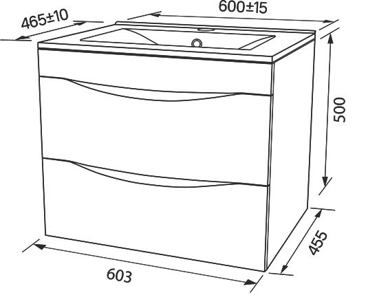 Тумба с раковиной IDDIS Cloud 60 подвесная, белая, черный мрамор