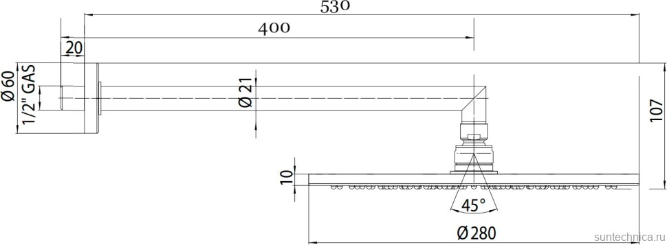 Верхний душ Bossini Cosmo H70596I.073 черный матовый