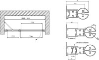 Душевая дверь в нишу Vegas Glass EP-F-1 Novo 155 02М 10 L профиль черный матовый, стекло сатин