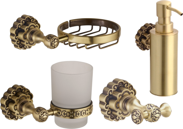 Набор Мыльница Bronze de Luxe + Дозатор + Стакан + Крючок