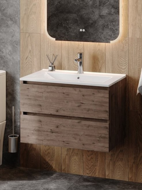 Тумба с раковиной Teymi Laina 75 темный дуб