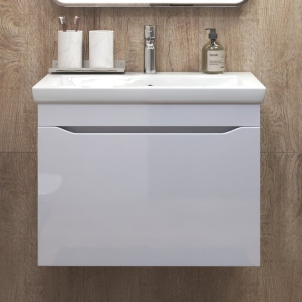 Тумба с раковиной Vigo Grani 70 подвесная, белая, раковина Como 70