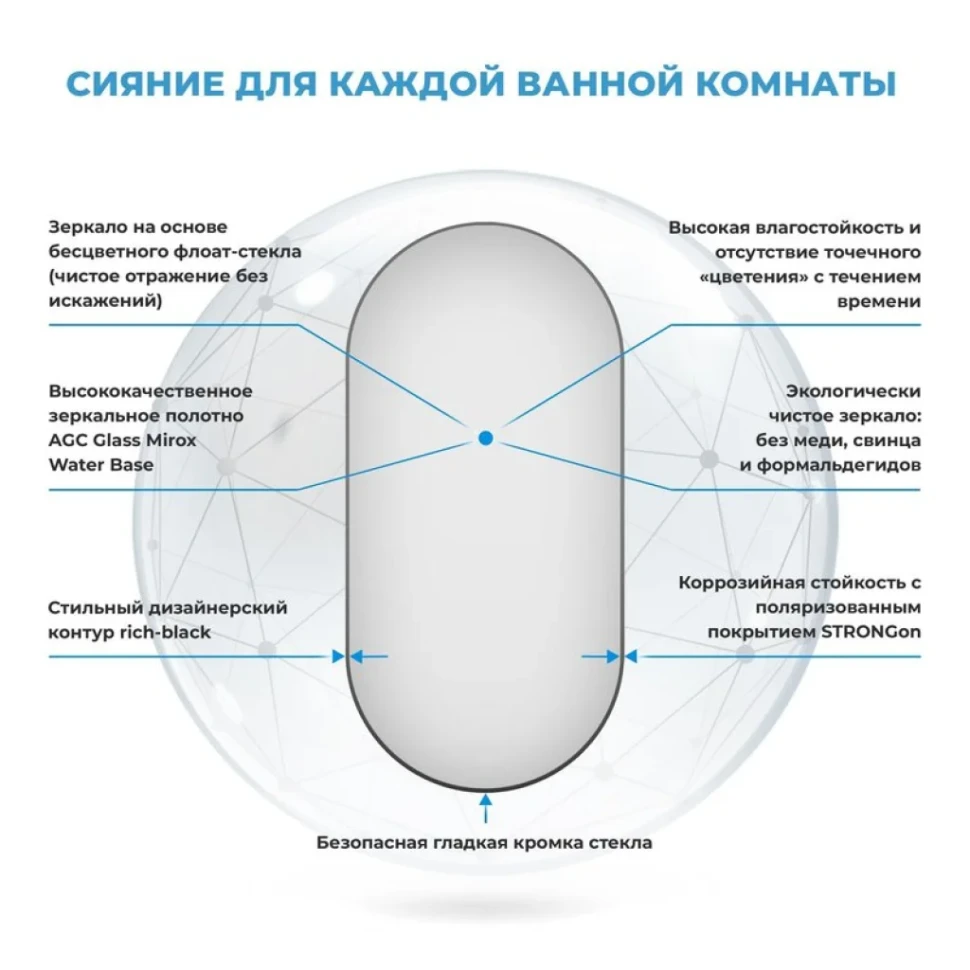 Зеркало Wellsee 7 Rays’ Spectrum 50х90 черное матовое