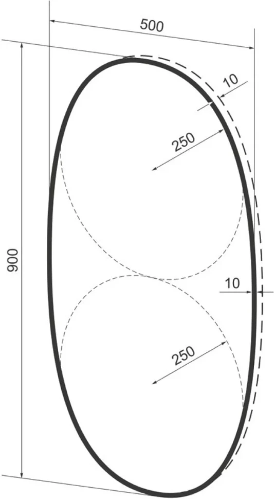 Зеркало Wellsee 7 Rays’ Spectrum 50х90 черное матовое