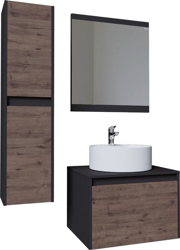 Тумба с раковиной Grossman Смарт 60 веллигтон, графит