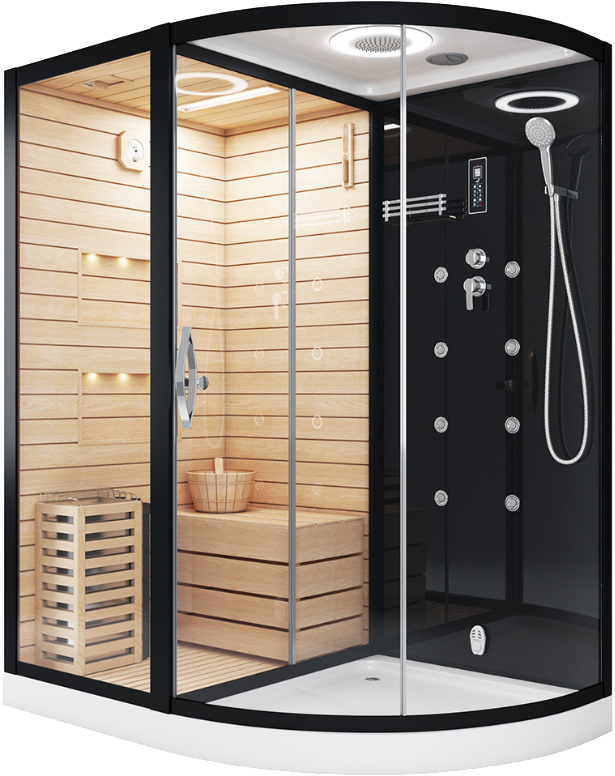 Душевая кабина Ceruttispa Lugano Nero-L Black 8343 с сауной