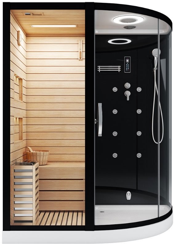 Душевая кабина Ceruttispa Lugano Nero-L Black 8343 с сауной