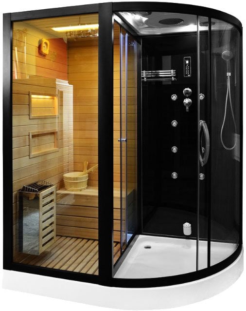 Душевая кабина Ceruttispa Lugano Nero-L Black 8343 с сауной