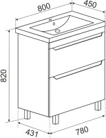 Мебель для ванной комнаты Emmy Стоун 80 напольная, серый бетон