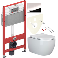 Комплект Унитаз подвесной Ceramicanova Play CN3001 с микролифтом, безободковый + Инсталляция TECE Now 9400412 4 в 1 с кнопкой смыва