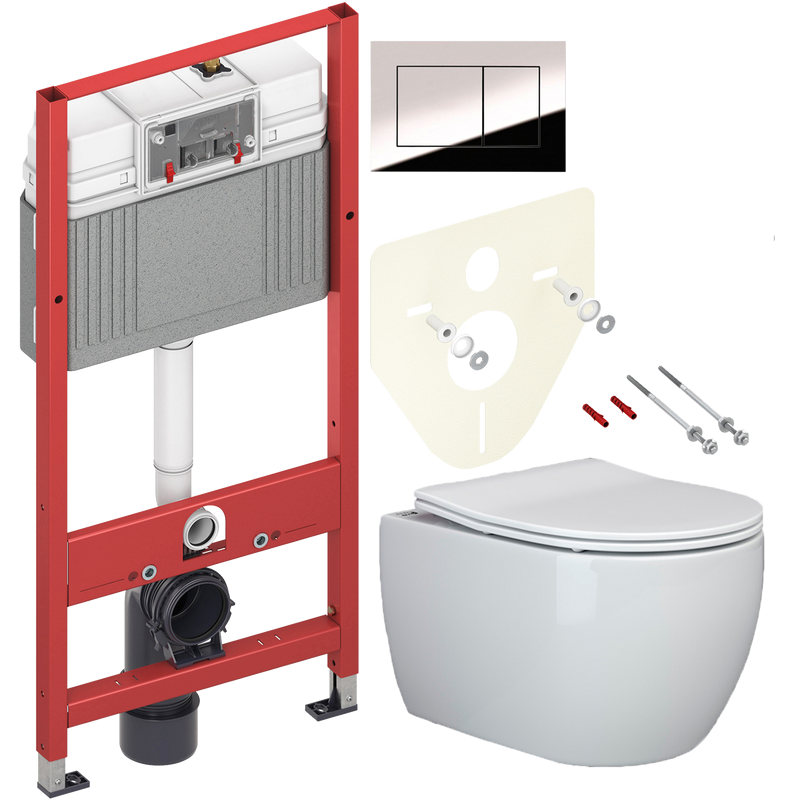 Комплект Унитаз подвесной Ceramicanova Play CN3001 с микролифтом, безободковый + Инсталляция TECE Now 9400412 4 в 1 с кнопкой смыва