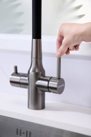 Смеситель для кухни Paulmark Salix 213419-GM, вороненая сталь, черный, с гибким изливом