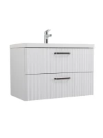 Тумба с раковиной BelBagno Due 80 ручки матовый темный никель, белый металлик