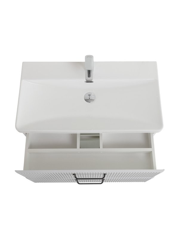 Тумба с раковиной BelBagno Due 80 ручки матовый темный никель, белый металлик