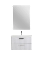 Тумба с раковиной BelBagno Due 80 ручки матовый темный никель, белый металлик
