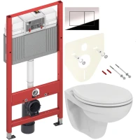 Комплект Унитаз подвесной Ideal Standard Eurovit K881201 безободковый + Инсталляция TECE Now 9400412 4 в 1 с кнопкой смыва