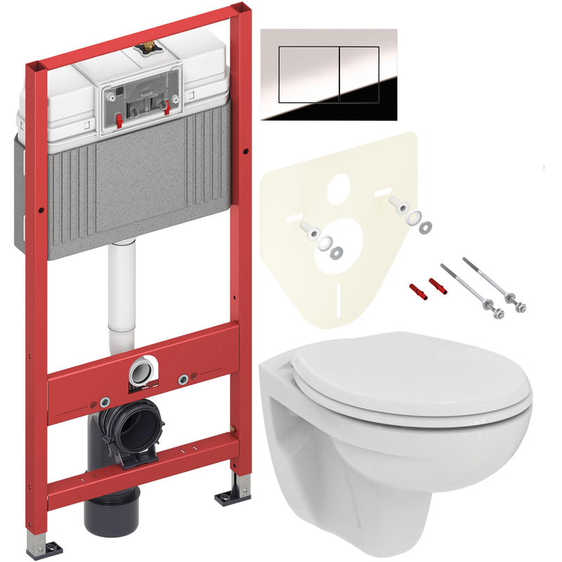 Комплект Унитаз подвесной Ideal Standard Eurovit K881201 безободковый + Инсталляция TECE Now 9400412 4 в 1 с кнопкой смыва