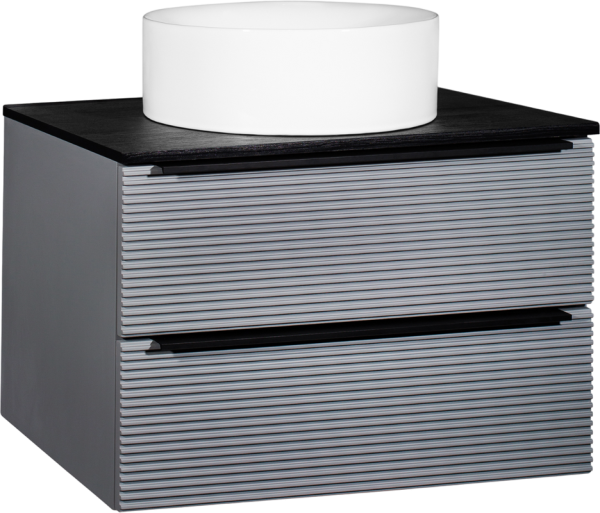 Тумба с раковиной Runo Орлеан 70 серая, черная, раковина Palla 40