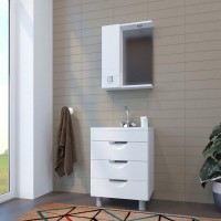 Зеркало Mixline Квадро 55 левое с подсветкой, белое