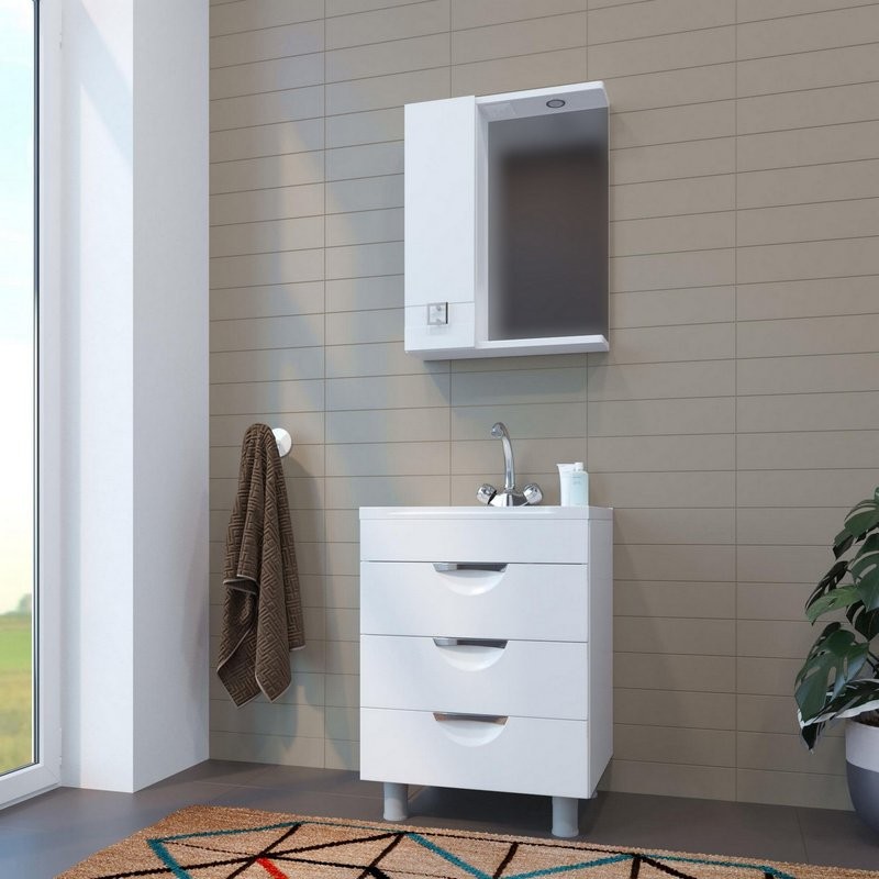 Зеркало Mixline Квадро 55 левое с подсветкой, белое