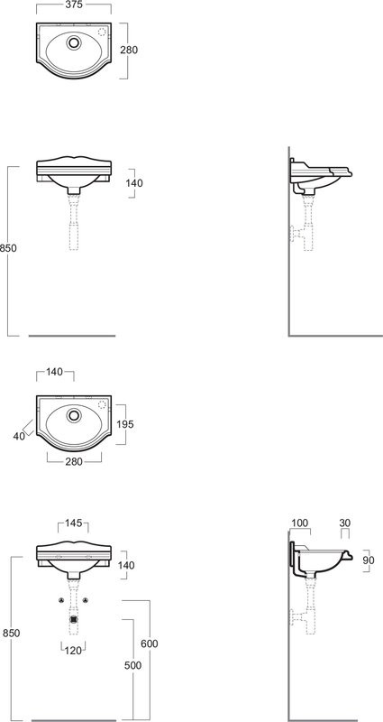 Раковина маленькая в туалет Simas Arcade AR035 DX отверстие справа
