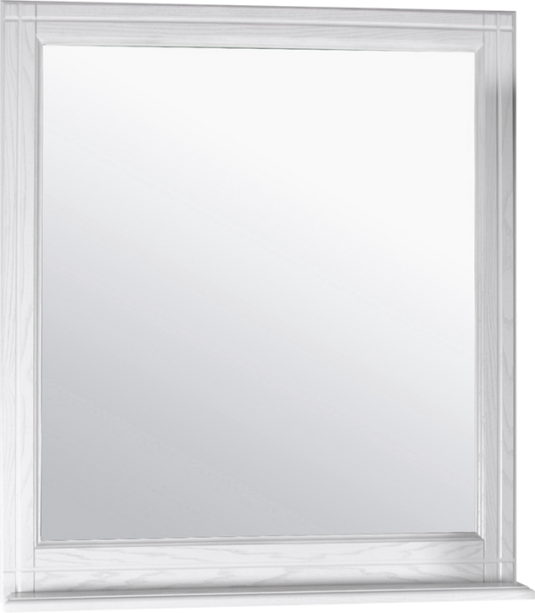 Зеркало ASB-Woodline Берта 85 белое, патина серебро, с полкой