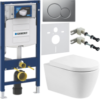 Комплект Унитаз подвесной BelBagno Marino BB105CHR безободковый + Крышка Norma BB865SC с микролифтом + Инсталляция Geberit Duofix UP 320 111.300.00.5 + Кнопка Sigma 01 115.770.JQ.5 лакированная, матовый хром + Крепления 111.815.00.1 к стене + Звукоизоляци